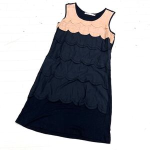 1643◎ SEE BY CHLOE シー バイ クロエ トップス ノースリーブ ワンピース ミニ丈 切替 ベージュ ブラック レディースITA38