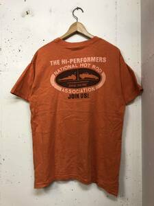 BARNS OUT FITTERS USA製 NATIONAL HOT ROD 両面プリント　tシャツ L オレンジ