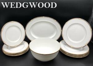 7703808-2【WEDGWOOD】ウエッジウッド/キャベンディッシュ/プレート 13点/サラダボウル/計 14点セット/楕円/大プレート/皿/美品/35.5cm