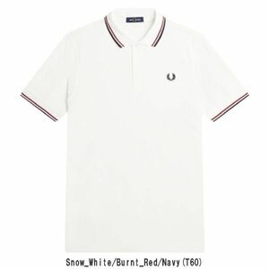 ※訳あり アウトレット FRED PERRY(フレッドペリー)ポロシャツ レギュラーフィット 半袖 M3600 Snow_White/Burnt_Red/Navy(T60) Sサイズ