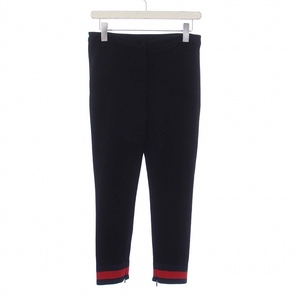 グッチ GUCCI TROUSERS WITH WEB MOTIF シェリーライン リブパンツ ストレッチ M 黒 ブラック 472109 /KH レディース