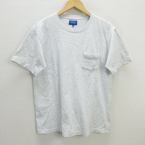 H■ビームス/BEAMS 胸ポケ付き クルーネックTシャツ【M】薄灰色/MENS■64【中古】