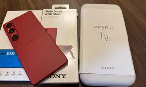 SONY Xperia 1 Ⅵ スカーレット SIMフリー 限定色 Android 15 12/256GB XQ-EC44 美品 256GB microSD 純正ケース等おまけ付き エクスペリア