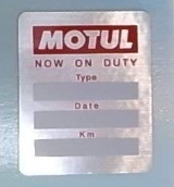 【オイル交換時に！】=正規品= MOTUL モチュール 純正ステッカー　= NOW ON DUTY II = 横：28mm×縦：35mm