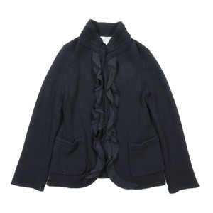 robe de chambre COMME des GARCONS フリル ニット カーディガン ジャケット ウール ボタンレス ヴィンテージ オールド RG-J002 AD2002 黒