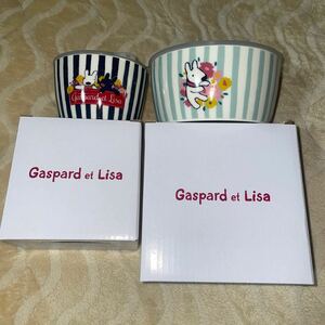 リサとガスパール Gaspard et Lisa レンジキャニスター陶器製 蓋付き小鉢 S M2点セット 送料込