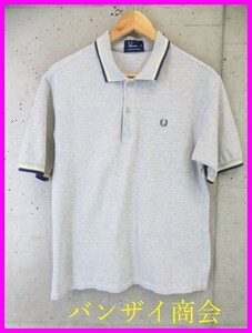 【送料300円可】4280b7◆良品です◆FRED PERRY フレッドペリー 襟ライン 半袖ポロシャツ M/ジャケット/スイングトップ/パンツ/ニット