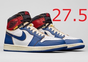 UNION × NIKE AIR JORDAN 1 RETRO HIGH OG NRG STORM BLUE VARSITY RED 27.5cm ユニオン ナイキ エア ジョーダン 新品未使用 黒タグ付き