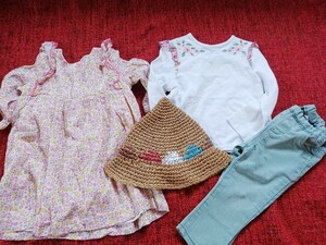 中古◆ 子供服女の子4点 ◆キャス・キッドソン/H&M/パンツ/ワンピース/1歳/70サイズ/キッズ/女の子/まとめ/ガール/可愛い