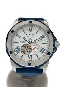 BULOVA◆自動巻腕時計/アナログ/ラバー/SLV/ネイビー/98A225