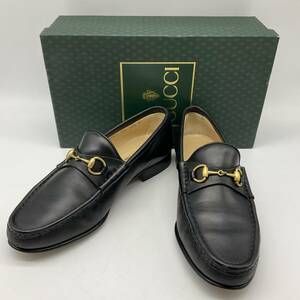 【3952】GUCCI グッチ ホースビット ローファー レディース 36 1/2 (約23.5㎝ ) ブラック×ゴールド レザー シューズ パンプス