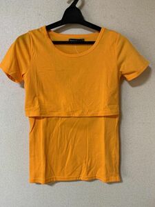 マタニティ　半袖Ｔシャツ　Ｓ　オレンジイエロー 【KAE-1515】