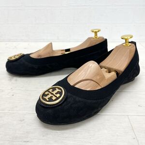 K8★ TORY BURCH トリーバーチ フラットシューズ レオパード キラキラ 5.5 ブラック レディース