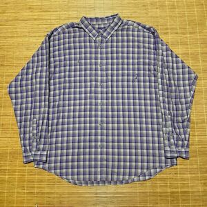 00s Patagonia パタゴニア F0 オンブレ シャドー チェック 長袖 シャツ パープル XXL XL オールド オーガニックコットン