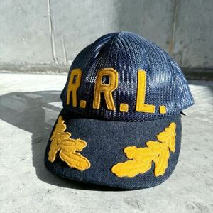 新品 RRL ロゴ メッシュ トラッカー キャップ Double RL ダブルアールエル ラルフローレン 帽子 メッシュキャップ デニム cap ワッペン