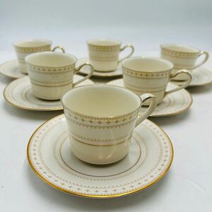 ★ Noritake ノリタケ アイボリーチャイナ デミタスカップ＆ソーサー 小ぶり 6セット レース柄 食器 コーヒーカップ ティーカップ 洋食器