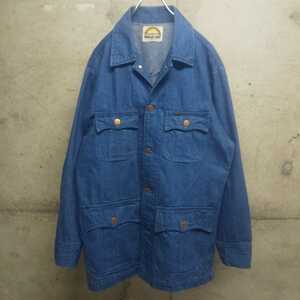 80s wrangler / ラングラー デニムジャケット L 虹タグ デニム コート カバーオール vintage ヴィンテージ ビンテージ 古着 used 