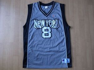 CHAMPION 復刻 NEW YORK #8 バスケットボール ユニフォーム L チャンピオン ニューヨーク メッシュ ジャージ シャツ USA シャツ バスケ NBA