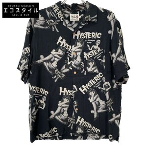 HYSTERIC GLAMOUR ヒステリックグラマー 02211AH06 ブラック MONDO VISION柄 アロハシャツ ブラック L トップス レーヨン メンズ 中古