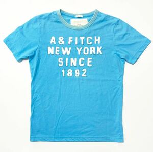 衝撃の1円スタート！ファン待望モデル！【Abercrombie&Fitch アバクロンビー&フィッチ】ロゴ 半袖Tシャツ【サイズM】水色 N-Z39