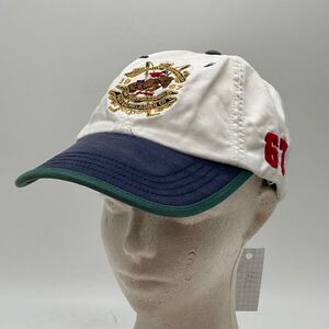 KO1332□Polo Ralph Lauren ポロ ラルフローレン キャンバス キャップ 帽子 刺繍 ネイビー×ホワイト フリーサイズ