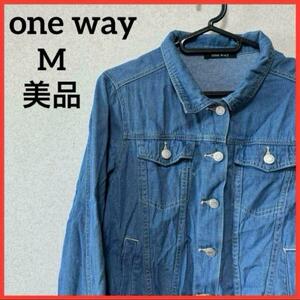 【希少 美品】one way ワンウェイ デニムジャケット Gジャン ブルゾン アウター 上着 青 J229-117