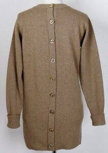 VINTAGE CHANEL back coco buttons cashmere knit sweater シャネル バック ココマーク ボタン カシミヤ リブ ニット セーター b8851