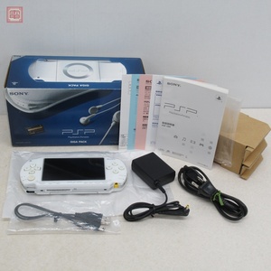 動作品 シリアル一致 PSP プレイステーション・ポータブル PSP-1000 CERAMIC WHITE ギガパック GIGA PACK ソニー SONY 箱説ハガキ付【10