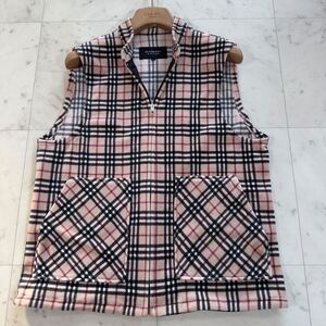 バーバリーブラックレーベル 【万能デザイン】 BURBERRY BLACK LABEL ノバチェックベスト Mサイズ 総柄 ビンテージチェック ベージュ 起毛