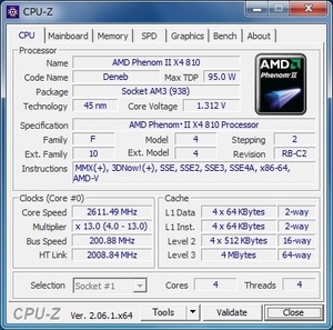 AMD Phenom II X4 810 (HDX810WFK4FGI) Socket AM3/AM2+ ★クアッドコア★