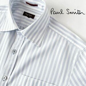 ポールスミス コレクション Paul Smith COLLECTION ストライプ 半袖シャツ M ホワイト ネイビー シャツ