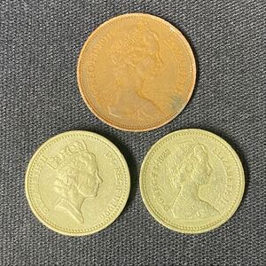 定形郵便無料 イギリス ヴィンテージ 硬貨 貨幣 旧硬貨 海外 古銭 エリザベス2世 1ポンド 1996 1983 / ニューペンス 1971