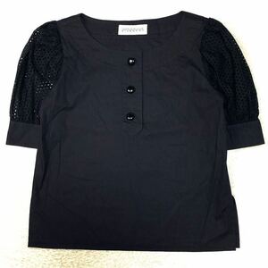 GIVENCHY ジバンシィ トップス 半袖ブラウス ヘンリーネック ハーフボタン メッシュスリーブ 綿100% コットン レディース10 M〜L相当