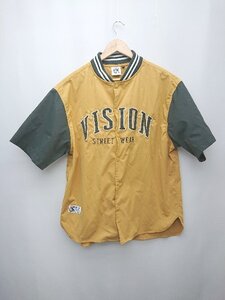 ◇ VISION STREET WEAR カレッジワッペン スタシャツ カジュアル 半袖 ジャケット シャツ サイズM イエロー系 メンズ P