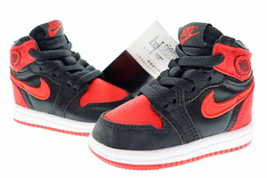 未使用品 ナイキ NIKE JORDAN 1 RETRO HIGH OG TD SATIN BRED 2023 9cm 3C FD5305-061 ジョーダン I レトロ ハイ トドラー サテン ブレッド