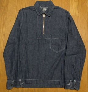 美品！Nigel Cabourn × J.S.HOMESTEAD ハーフジップ プルオーバー デニムシャツ 44 濃紺 日本製 ナイジェルケーボン