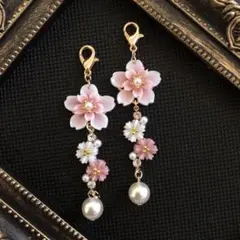 再販No.303  マスクチャーム　桜　イヤリング　ピアス　夏　浴衣　レジン