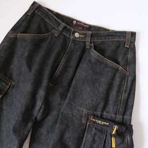 【 Polo Jeans Ralph Lauren 】ラルフローレン ブラックデニム カーゴ ショートパンツ / 黒系 / W30 80cm / ハーフ ショーツ old 古着