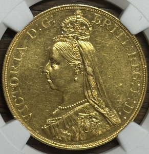 1887年 イギリス ヴィクトリア女王 5ソブリン金貨 MS61 アンティークコイン 希少 大型 英国