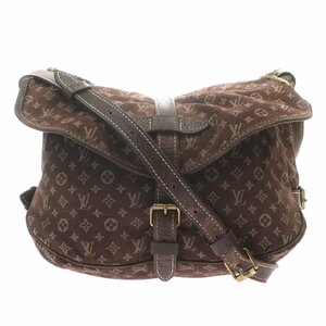 1円スタート LOUIS VUITTON ルイヴィトン ソミュール30 M95227 MB1006 モノグラムミニラン エベヌ ショルダーバッグ ブラウン レディース