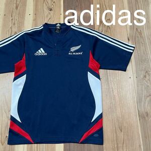 adidas アディダス ALL BLACKS オールブラックス ラガーシャツ ゲームシャツ ドライT 刺繍ロゴ ニュージーランド ラグビー 玉mc3089