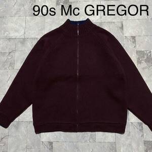 90s Mc GREGOR マックレガー ニット セーター ジップアップ リバーシブル 肉厚 ヴィンテージ ウール サイズL 玉FS1139