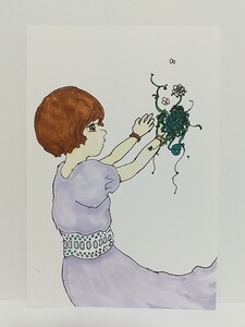 オリジナルイラスト★手描きイラスト★植物 女の子★ハンドメイド 絵 アート コピック 原画 アナログ 自作 インテリア illustration art