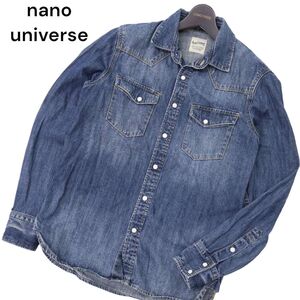 nano universe ナノユニバース 通年 USED加工★ 長袖 ウエスタン デニム シャツ Sz.S　メンズ　C4T06381_6#C