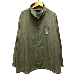 未使用品 モンクレール MONCLER 22SS CAMICIA ジャンパー ブルゾン アウター ロゴパッチ ストライプ 長袖 XL 緑 カーキ メンズ