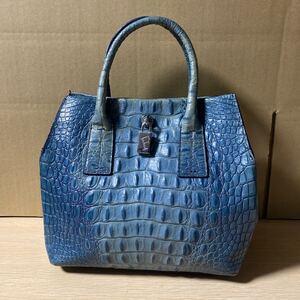 FURLA フルラ ハンドバッグ クロコダイル バッグ ターコイズ 中古品