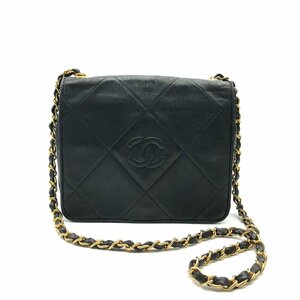 1円 良品 CHANEL シャネル ココマーク ダイヤ マトラッセ チェーン ショルダー バッグ ブラック a3944