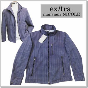 エクストラ ex/tra monsieur NICOLE サッカープリント スタンドカラーブルゾン 4162-3721-48(L) ジャンバー