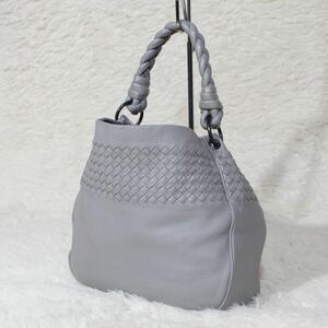 1円 鑑定書付き《BOTTEGA VENETA》ハンドルバッグ イントレチャート ショルダーバッグ ボッテガ ヴェネタ 本革 レザー 編み込み シボ革