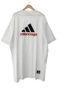 バレンシアガ BALENCIAGA ×ADIDAS アディダス 23SS パフォーマンス ロゴ インサイドアウト 半袖 Tシャツ 731769 TNVA6 3 白 ホワイト☆AA